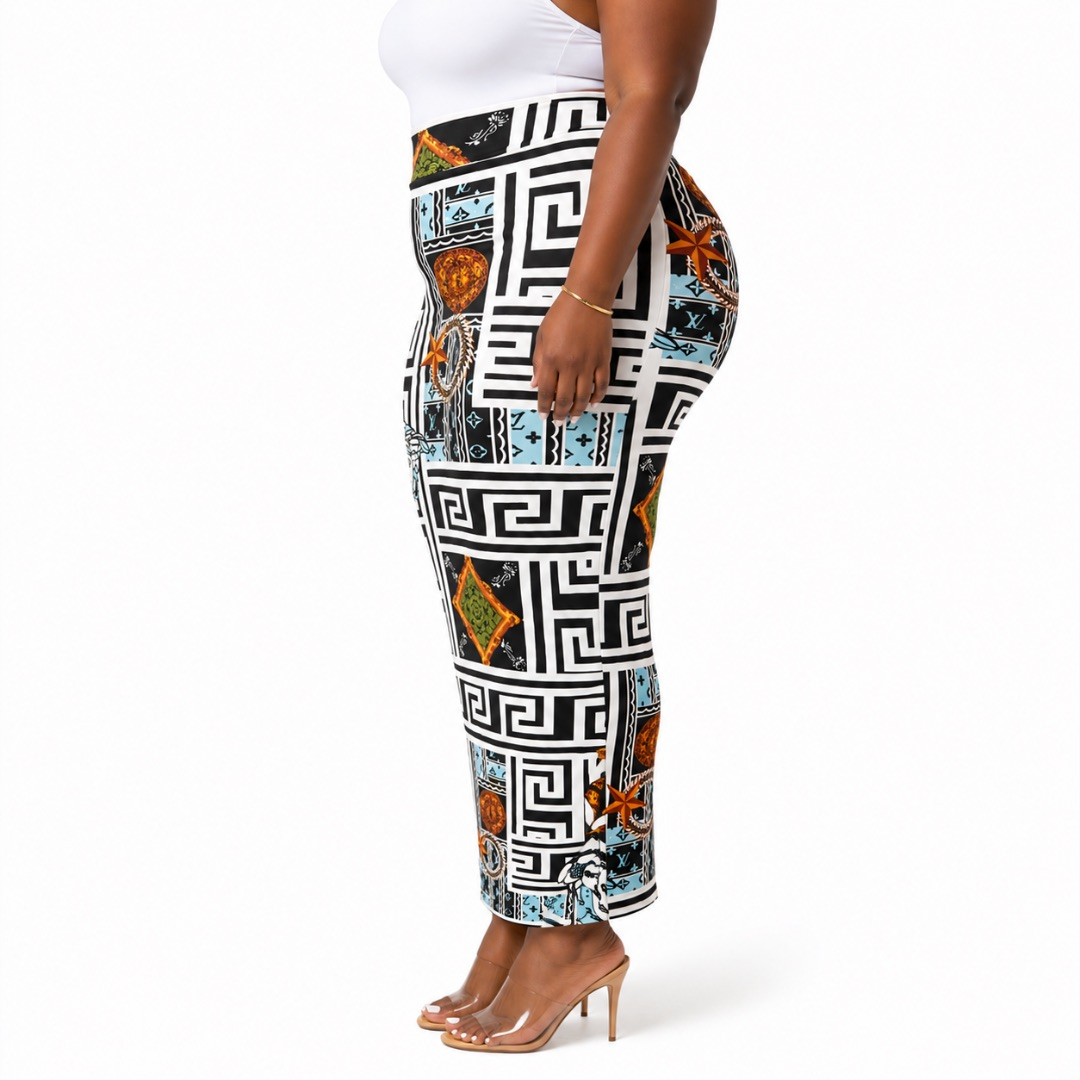 Geometric Print High Waisted Bodycon Maxi Skirt